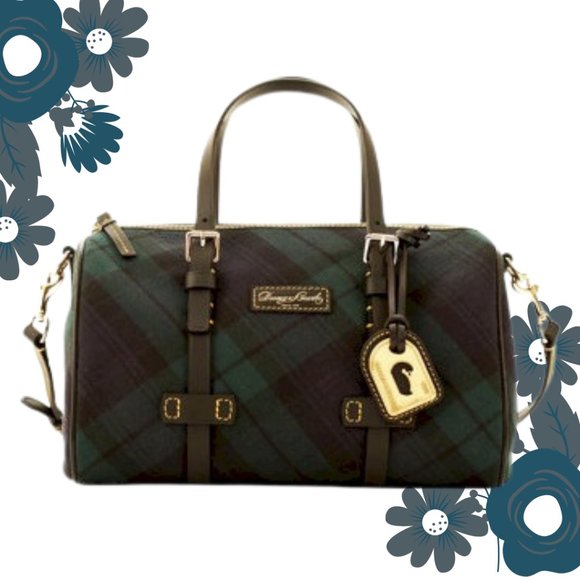 Dooney & Bourke Handbags - DOONEY & BOURKE Tartan Blue Green Barrel Satchel Plaid